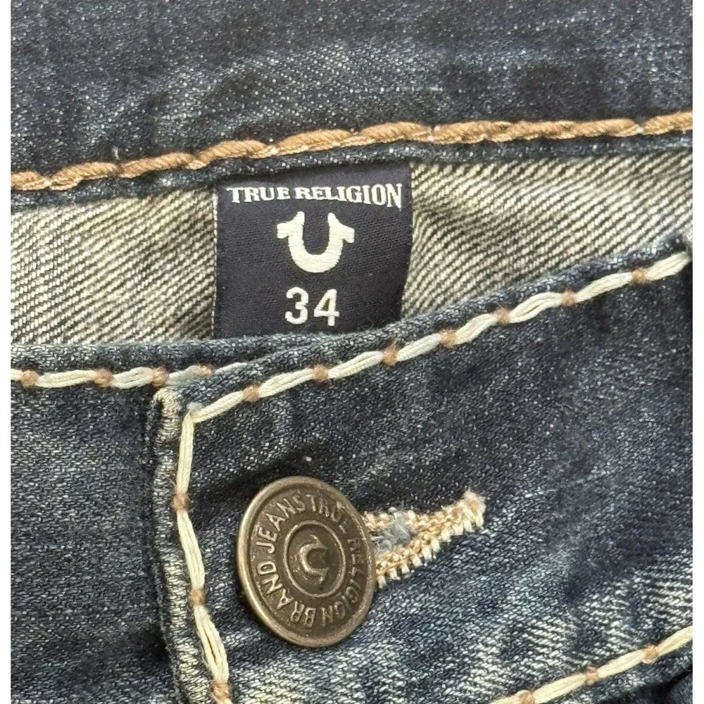 TRUE RELIGION Mens Slim Fit Jeans W34 - 36X34 Stretch Geno Thick Stitch